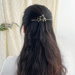 合金の毛が付いています  中空ヘアポニーテールホルダー  DIY和風ヘアスティックアクセサリー用  スター  ゴールドカラー  53x34x1.5mm&nbsp;OHAR-Z001-02G