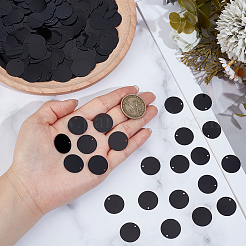 80gのプラスチック製パイエットペンダント  フラットラウンド  装飾アクセサリー  ブラック  20x0.3mm&nbsp;FIND-SC0020-96A-02