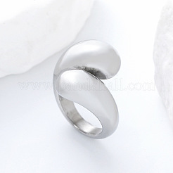 女性用304ステンレススチールカフオープンリング  ティアドロップ  ステンレス鋼色  usサイズ8（18.1mm）&nbsp;AP0200-3