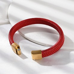 イオンプレーティング（IP）編み込みマイクロファイバーレザーコードブレスレット（男性用）  316サージカルステンレススチールの研磨されたバックル付き  ミックスカラー  8-5/8インチ（22cm）&nbsp;BJEW-Z081-06G