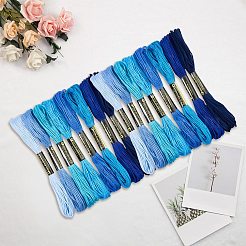 2本撚りコットン刺繍糸 6袋  クロスステッチ糸  DIY縫製用  ブルー  1.2mm  約8.20ヤード（7.5m）/かせ  8色  1 かせ/色  8 かせ/バッグ&nbsp;DIY-DJ0005-18A