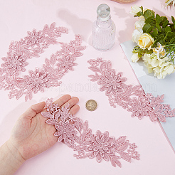 ポリエステル製衣類パッチ2組  花  パールピンク  225x90x3mm&nbsp;DIY-GF0013-19E