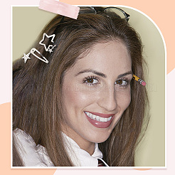 鉄合金スナップヘアクリップ10個  女の子のためのヘアアクセサリー  プラチナ＆シルバー  32~115mm&nbsp;PHAR-CP0001-25