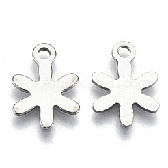 変色しない201ステンレススチールチャーム  レーザー切断  花  ステンレス鋼色  14x10x0.8mm  穴：1.6mm&nbsp;STAS-R116-037