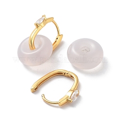 女性用ドーナツ天然瑪瑙フープピアス  本物の 18k ゴールドメッキ スターリングシルバー マイクロパヴェ キュービックジルコニア イヤリング  ホワイトスモーク  22x13~14mm&nbsp;EJEW-E303-25G-02