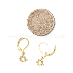 真鍮製フレンチフックピアスパーツ  スプリングリングの留め金と  ゴールドカラー  23x11mm  ピン：0.8mm&nbsp;EJEW-JE06573-01