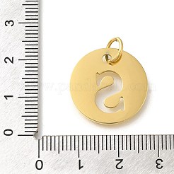 イオンプレーティング（IP）304ステンレスペンダント  丸カン付き  レーザー切断  レターチャーム付きフラットラウンド  18KGP本金メッキ  文字S  20x1mm  穴：4.5mm&nbsp;STAS-M074-01G-S
