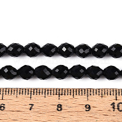天然ブラックオニキス(染色&加熱)ビーズ連売り  バレル  多面カット  5.5~6.5x5~5.5mm  穴：1~1.2mm  約57~61個/連  13.98~14.17''（35.5~36センチメートル）&nbsp;G-T142-88