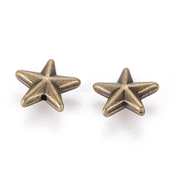 チベット風合金ビーズ  スター  鉛フリー＆ニッケルフリー＆カドミウムフリー  アンティークブロンズ  12x12x4mm  穴：1mm.&nbsp;X-MLF9324Y-NF