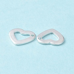 304ステンレススチールオープンハートチャーム  中空  銀  14.5x10.5x0.7mm  穴：1.6mm&nbsp;STAS-L234-087S