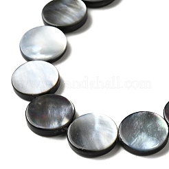 天然ブラックリップシェルビーズ連売り  フラットラウンド  14~14.5x3mm  穴：1.2mm  約28個/連  15.67''（39.8センチメートル）&nbsp;BSHE-D300-05-14mm