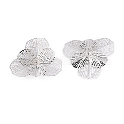 真鍮製ビーズキャップ  花  プラチナ  30~31x32.5~33x3~4mm  穴：0.8~0.9mm&nbsp;KK-N278-04P