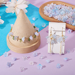 180種類のアクリルビーズキャップ6個  11.5~12.8花弁の花  ABカラーメッキ  ライトスカイブルー  30mm  [1]個/スタイル&nbsp;OACR-TA0004-44