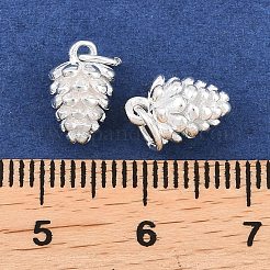 925スターリングシルバーチャーム  松かさ  スタンプ925個付き  銀  10.5x6.5mm  丸カン：5x0.8ミリ  3.5mm内径&nbsp;STER-I024-01S