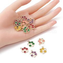20本5色合金エナメルペンダント  ハニカムチャーム  ミックスカラー  19x15x1.5mm  穴：2mm  4個/カラー&nbsp;ENAM-YW0002-83