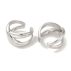 ラックメッキ真鍮クロスカフイヤリング  カドミウムフリー＆鉛フリー  長持ちメッキ  プラチナ  15.5x10mm&nbsp;EJEW-P280-14P