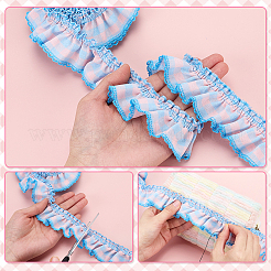 5ヤードのポリエステルフリルトリミング  人形の服用  ロリータコスチュームアクセサリー  空色  1-3/8インチ（36mm）&nbsp;DIY-PH0038-31C
