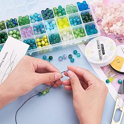 ガラスビーズ  ビーズジュエリー作り  シャープスチールハサミ付  弾性水晶の線  ステンレス製ビッグアイのビーズ針  ミックスカラー  8mm  穴：1.3~1.6mm  24色  約26~30PCS /カラー  624~720個/箱&nbsp;GLAA-PH0007-69