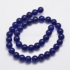 天然石&染め加工マレーシアジェイドビーズ連売り  ラウンド  ミッドナイトブルー  10mm  穴：1.0mm  約38個/連  15インチ&nbsp;X-G-A146-10mm-A22