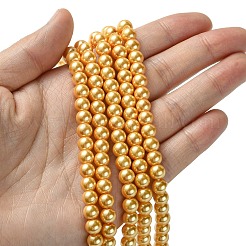 環境に優しい染色ガラスパールビーズ連売り  ラウンド  コットンコードねじ切り  オレンジ  6mm  穴：1.2~1.5mm  約70個/連  15.7インチ&nbsp;HY-A008-6mm-RB112