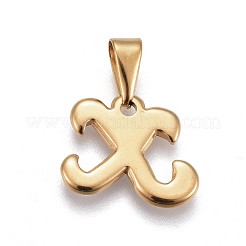 304ステンレスペンダント  ラインストーン付き  文字L  文字.x  14.5x18x2mm  穴：3~3.5x7.5~8mm&nbsp;STAS-F202-16G-X