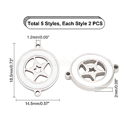 304ステンレススチールエナメルリンクコネクター  フラットラウンド  ステンレス鋼色  14.5x18.5x2mm  穴：1.2mm  5模様  2個/模様  10個/箱&nbsp;STAS-UN0020-08P