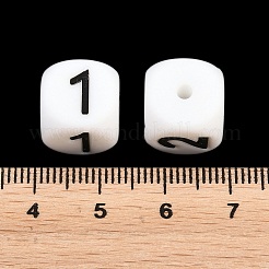 食品グレードの環境に優しいシリコーンビーズ  サイコロ  ホワイト  12x12x12mm  穴：2mm&nbsp;SIL-B079-10A