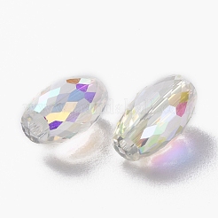 ガラスラインストーンビーズ  多面カット  バレル  クリスタルAB  10x6mm  穴：1mm&nbsp;RGLA-H108-07B-001AB