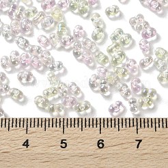 ABカラーメッキガラスシードビーズ  透明色の虹  ピーナッツ  カラフル  4~4.5x2~2.5x2~2.5mm  穴：0.8~0.9mm  約10000個/ポンド&nbsp;SEED-L011-06B-02