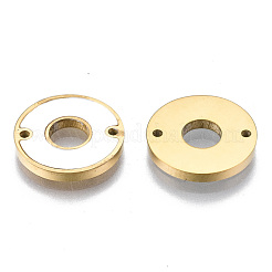 304ステンレススチールリンクコネクター  シェルと  フラットラウンド  貝殻色  14KGP本金メッキ  12x1.5mm  穴：0.9mm&nbsp;STAS-S116-324G