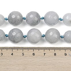 天然石ホワイトジェイドビーズ連売り  多面カット  染め  ラウンド  ライトグレー  8~14mm  穴：1~1.4mm  約48個/連  20.51''~20.87''（52.1~53センチメートル）&nbsp;G-Z105-A01-01B