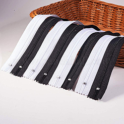 服飾材料  ナイロンジッパー  ファスナー部品  ホワイト＆ブラック  235~240x25mm  1連/色  50連&nbsp;FIND-BC0001-17