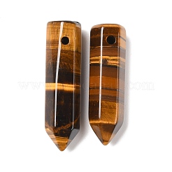 天然タイガーアイ尖ったペンダント  多面カット  弾丸  30~33x8~9mm  穴：1.4~1.6mm&nbsp;G-D460-01M