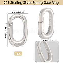 スターリングシルバーのスプリングゲートリング1個925個  オーバル  銀  14x8x3mm&nbsp;STER-BBC0008-50C