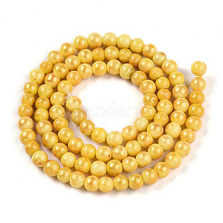 天然石馬山ジェイドビーズ連売り  ラウンド  染め  ゴールド  4~5mm  穴：0.7mm  約92~95個/連  15.35~15.75インチ（39~40cm）&nbsp;G-A255-A01-04D