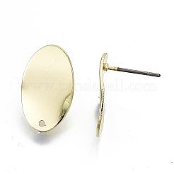 ラックメッキ鉄スタッドピアスのパーツ  カドミウムフリー＆鉛フリー  スチールピンと  オーバル  ライトゴールド  18x11mm  穴：1.2mm  ピン：0.7mm&nbsp;IFIN-N008-001-RS