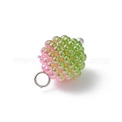 模造真珠アクリルチャーム  真鍮のピン付き  ベリーチャーム  プラチナ  14x9.5mm  穴：2.5mm&nbsp;PALLOY-JF04423-01