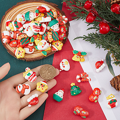 72 個 12 スタイル クリスマステーマの不透明樹脂カボション  ジュエリー作りのための  混合図形  15~23x17~28x7~10mm  6個/スタイル&nbsp;RESI-SC0005-72
