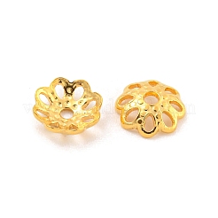 925スターリングシルバービーズキャップ  8花びら  花  18KGP本金メッキ  6x6x2mm  穴：1mm&nbsp;STER-U002-04G