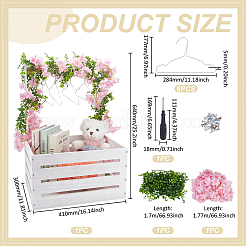 長方形の木製ベビー収納バスケット1個  葉のつる1個付き  花のつる1本  プラスチック製子供用ハンガー6個  ミックスカラー  410x300x590mm&nbsp;AJEW-UN0003-05