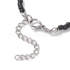 ガラスシードビーズチャームブレスレット  カボチャ  オレンジ  7-1/4インチ（18.4cm）&nbsp;BJEW-TA00686