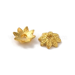 合金ビーズキャップ  鉛フリー＆カドミウムフリー  マルチ花弁花  ゴールドカラー  8x2.4mm  穴：1.1mm&nbsp;FIND-G074-01K