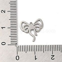 変色しない201ステンレススチールペンダント  レーザー切断  ステンレス鋼色  蝶  13x13x1mm  穴：0.8mm&nbsp;STAS-E206-04P-07
