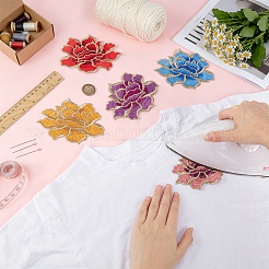 10個 5色 牡丹 ポリエステル 刺繍 装飾品 アクセサリー  衣類の縫い付けパッチ  ウェディングドレスに適しています  パフォーマンスウェア  ミックスカラー  90x120x1.5mm  2個/カラー&nbsp;DIY-BC0018-08