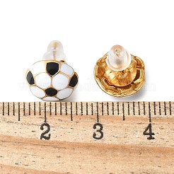 304ステンレススチールスタッドピアス  エナメル  ボールシリーズ  ゴールドカラー  サッカー  10mm&nbsp;EJEW-Q028-02A-G