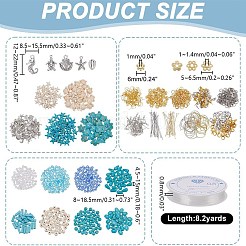 人工海石、合成ターコイズ合金イヤリング/ブレスレット作りキット  ミックスカラー  6~15x6~15x1.5~5.5mm  穴：1.5~2mm&nbsp;DIY-AR0004-12