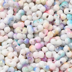 ツートンカラーのベーキングペイントガラスシードビーズ  丸い穴  ピーナッツ  カラフル  6~6.5x3~3.5x3~3.5mm  穴：1~1.2mm  約4500個/ポンド&nbsp;SEED-F005-01A-03