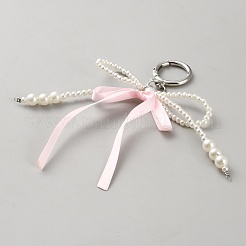 合金キーホルダー  樹脂ちょう結びに  ピンク  13x15cm&nbsp;KEYC-WH0003-12A