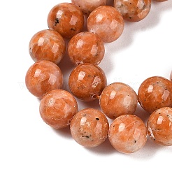 天然オレンジ方解石ビーズ連売り  ラウンド  10mm  穴：1mm  約38~40個/連  15.3インチ〜15.75インチ（39~40cm）&nbsp;G-I247-10C-01