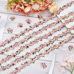 15 ヤードの花ポリエステル刺繍レースリボン  洋服アクセサリーデコレーション  ピンク  3/4インチ（20mm）&nbsp;OCOR-WH0070-77C